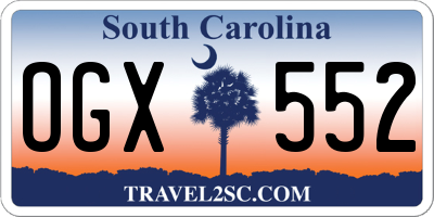 SC license plate OGX552