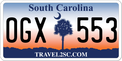 SC license plate OGX553