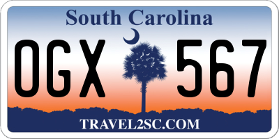 SC license plate OGX567