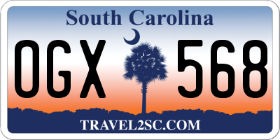SC license plate OGX568
