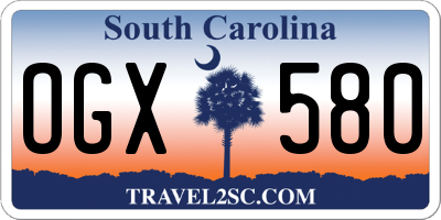 SC license plate OGX580