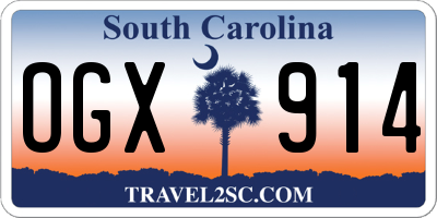 SC license plate OGX914
