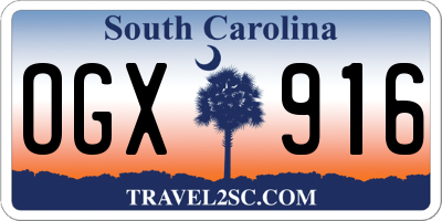 SC license plate OGX916