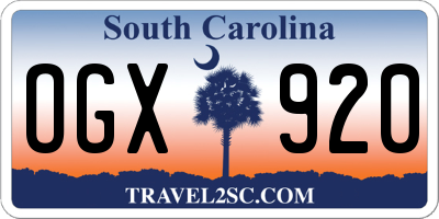 SC license plate OGX920