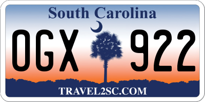 SC license plate OGX922