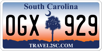 SC license plate OGX929