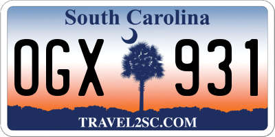 SC license plate OGX931