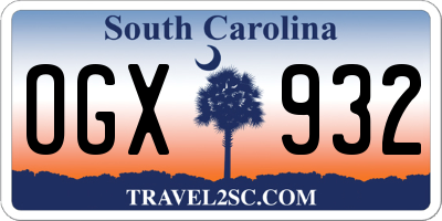 SC license plate OGX932