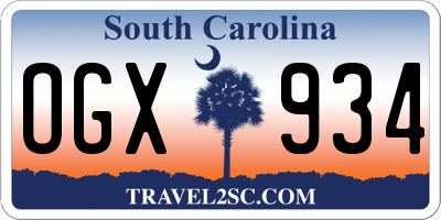 SC license plate OGX934