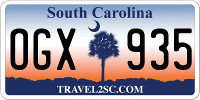 SC license plate OGX935