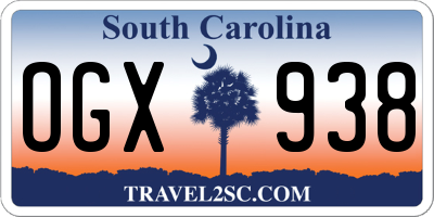 SC license plate OGX938