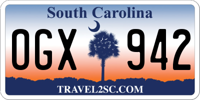 SC license plate OGX942