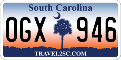 SC license plate OGX946
