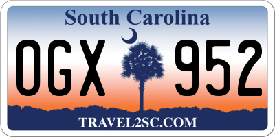SC license plate OGX952