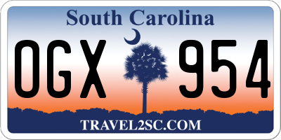 SC license plate OGX954