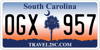 SC license plate OGX957