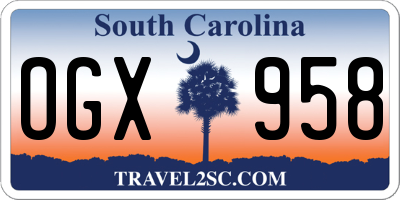 SC license plate OGX958