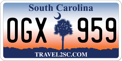 SC license plate OGX959