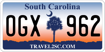 SC license plate OGX962