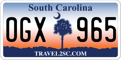 SC license plate OGX965