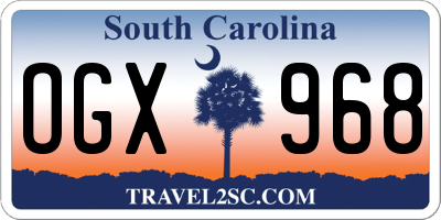 SC license plate OGX968