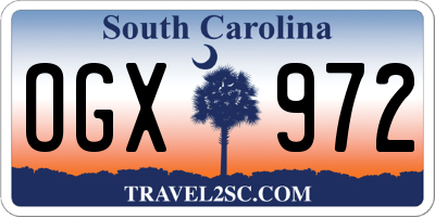 SC license plate OGX972