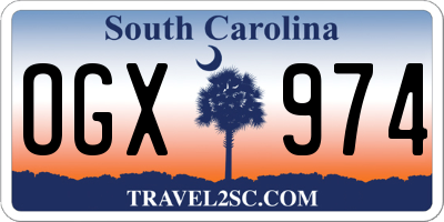 SC license plate OGX974