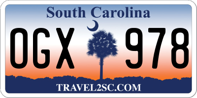 SC license plate OGX978