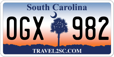 SC license plate OGX982
