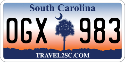 SC license plate OGX983