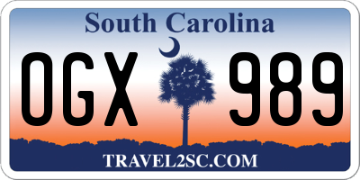 SC license plate OGX989