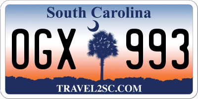 SC license plate OGX993