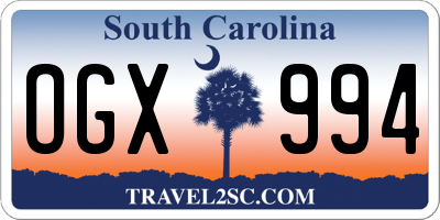SC license plate OGX994