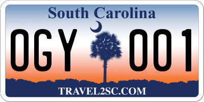 SC license plate OGY001