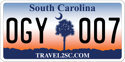 SC license plate OGY007