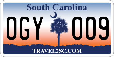 SC license plate OGY009