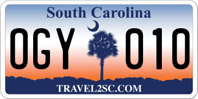 SC license plate OGY010