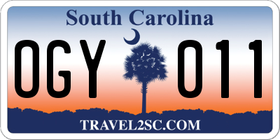 SC license plate OGY011