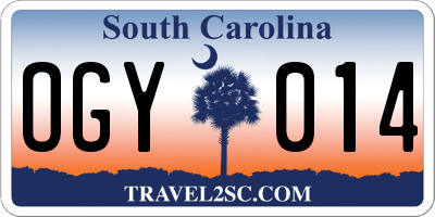 SC license plate OGY014