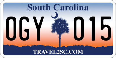 SC license plate OGY015