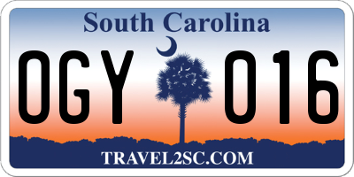 SC license plate OGY016