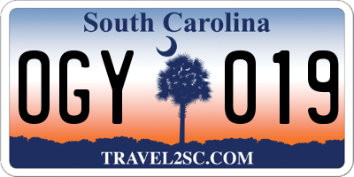 SC license plate OGY019