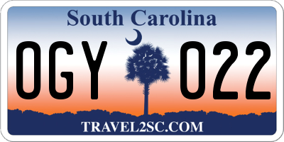 SC license plate OGY022