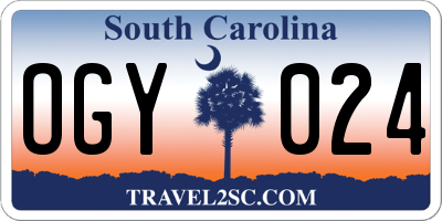 SC license plate OGY024