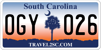 SC license plate OGY026