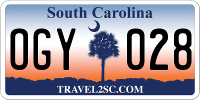 SC license plate OGY028