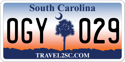 SC license plate OGY029