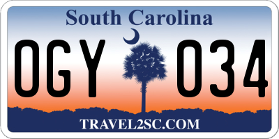 SC license plate OGY034