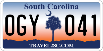 SC license plate OGY041
