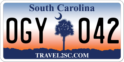 SC license plate OGY042